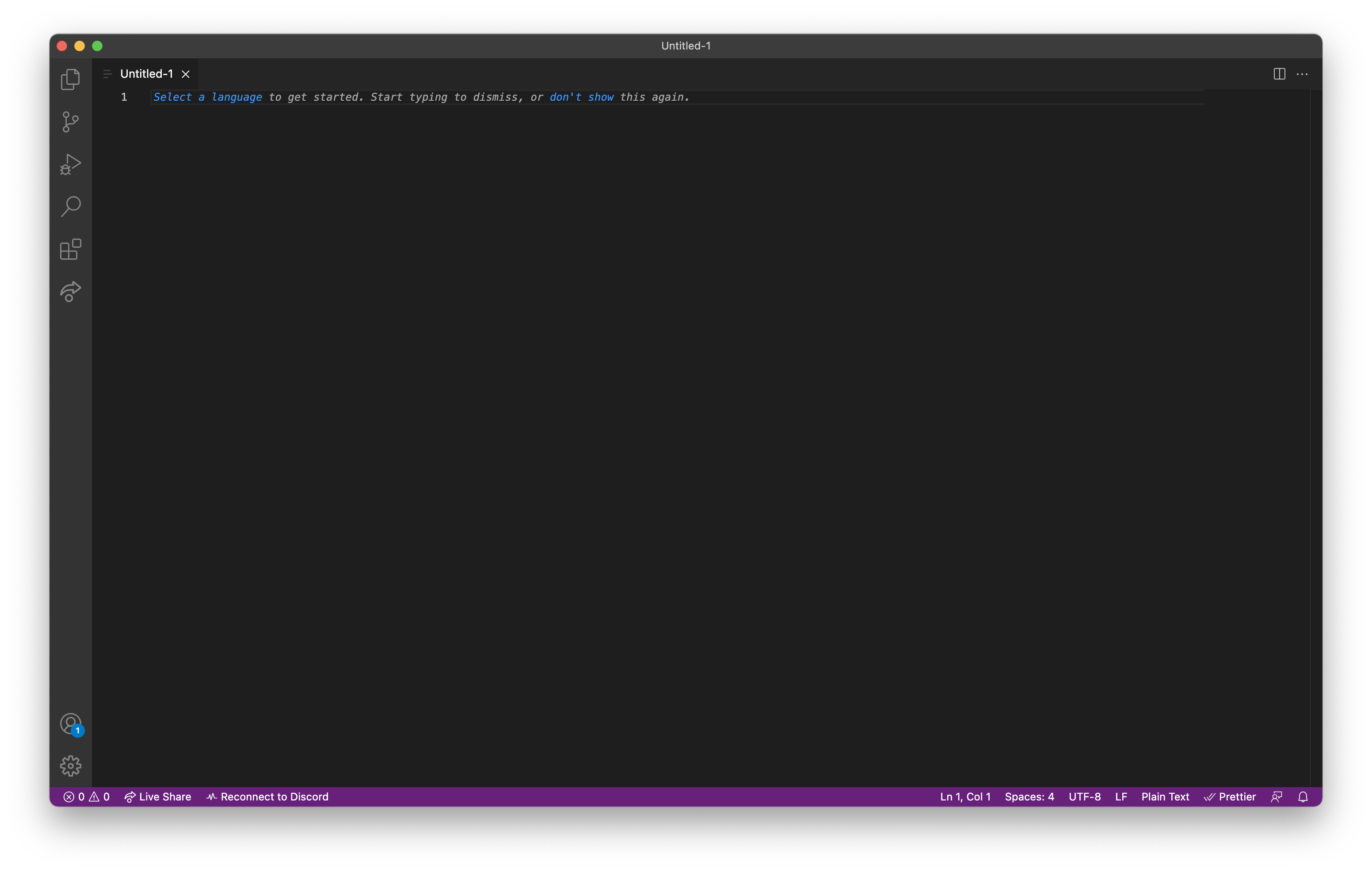 VSCode's default look.