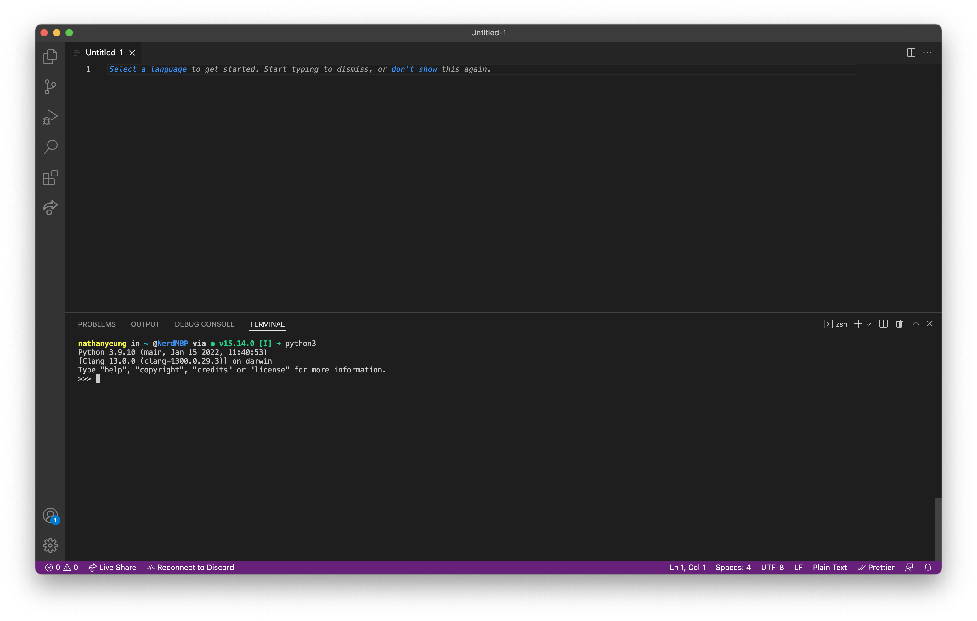 VSCode Terminal with Python